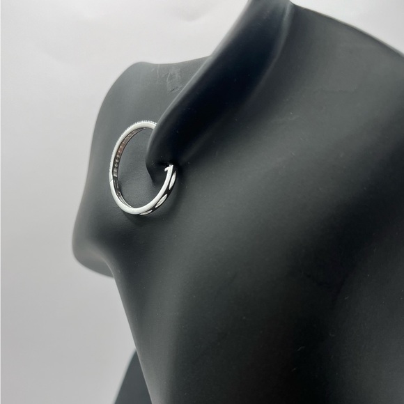 0.25 CT Natural Diamond Sterling Silver Hoop Earrings - Picture 3 of 7